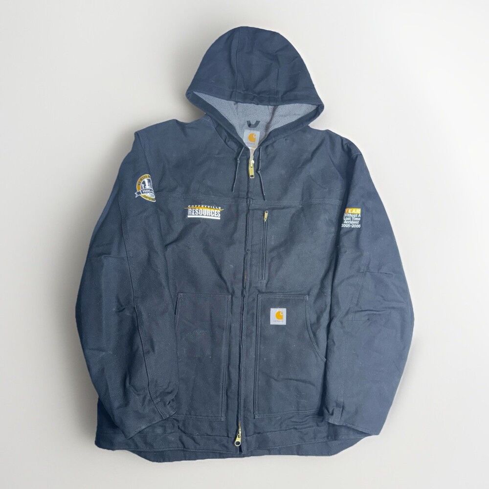 Carhartt Jacket Black Duck Hooded Ridge Coat Fleece Lined C68 BLK Mens XL